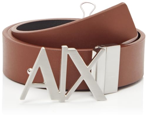 Armani Exchange Men's Essenial, Double face, Metal Logo Plaque Belt, Multi-Coloured, 34