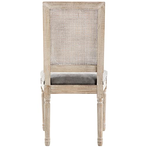 Dm Furniture Pu Leather Dining Chairs Mid Century Kitchen Chairs Set Of 4 Upholstered Parsons Chairs Accent Side Chair With Rattan Back For Living Room Dining Room Bedroom, Grey #TOP6