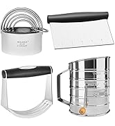 HULISEN Pastry Cutter, Dough Blender, 3 Cup Flour Sifter and Biscuit Cutter, Stainless Steel Doug...