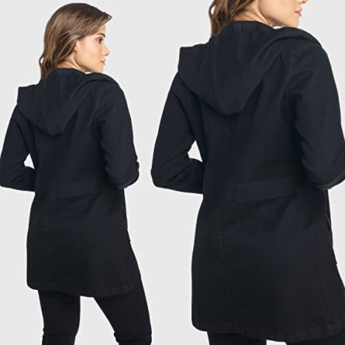 Jaqueta Jeans HNO Jeans Influencer Parka Premium Com Capuz Preto