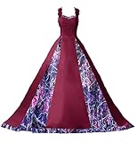 YINGJIABride Muddy Girl Camo Wedding Dresses for Bride Camouflage Prom Reception Dress Burgundy Size 16
