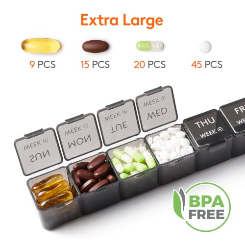 Image of Lifewit Monthly Pill Organizer Once a Day, 28 Day Pill Box, Black, 28 Grids