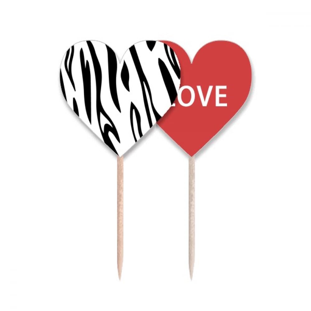 Cupcake pick pinto cure-dents drapeau love heart et motif grain d'art animalier pour fête
