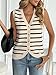 LILLUSORY Womens Vest Tops Knit Sleeveless Sweaters Button Down V Neck Casual Clothes Trendy Summer Outfits 2026 StripedApricot M