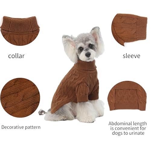 Image of 2Pack Small /Medium Dog Sweater, Warm Dog Winter Coat w /Sleeves, Comfortable High Neck Premium Dog Clothes for Schnauzer-Best for Holidays, Daily Walks M Brown Light Green