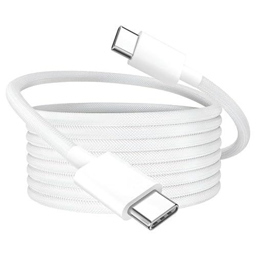 Image of AIBEX 60W Type-C Fast Charging Cable for Smartphones, Tablets, Laptops, iPhone 15 & Above Type-C Devices, PD Technology, 480Mbps Data Sync, Durable Nylon Braided, High-Speed Transfer 1M (PD-30, White)