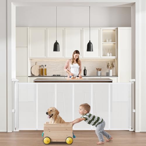 VEVOR Cancelletto retrattile estensibile (max. 180 cm di larghezza 87 cm di altezza), griglia retrattile per bambini o animali domestici, materiale a rete, griglia per porte interne, corridoi, sala