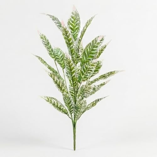 Image of Dekorly Artificial Plant Leaves Tropical Monstera Large Artificial Plants Fake Zebra Leaf Plastic Palm Tree Branch for Home Garden Decor | 26 Leaves (Green-G, Height : 76CM)
