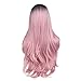 WIGER Ombre Wavy Pink Mermaid Hair - Long, Curly, Heat Resistant Synthetic Wig for Women - Middle Part, Daily Party Cosplay Full Wig