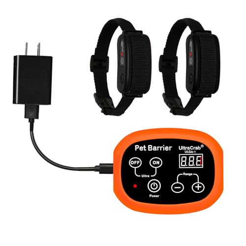 UltraCrab Indoor Pet Barrier for 2 Dogs Wireless Indoor Electric Fence Pet Gate Keeps Areas Off Limits 2 Dog Fence Syetem Waterproof/Rechargeable Training Collars (2 Dogs System Orange)