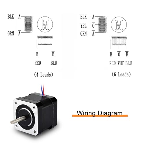 ATO Nema 17 Stepper Motor 6 Wries Low Noise High Torque Permanent Magnet Stepper Motor Used for Cnc Machine 3D Printer (4V 1.2A Length 47mm, without Matched Driver)