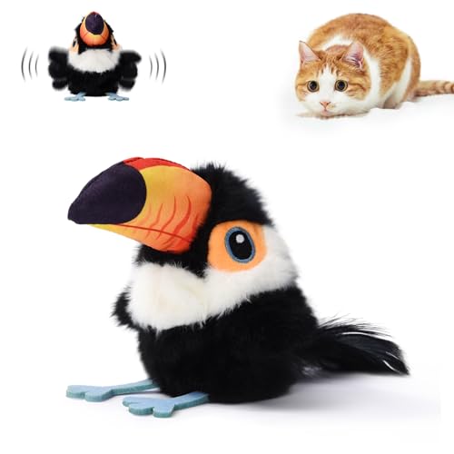 PetGravity Interactive Toucan Flapping Bird Cat Toy — USB Rechargeable Touch-Activated