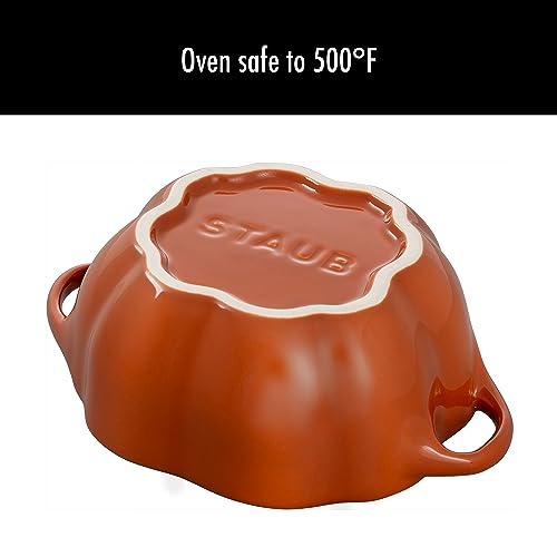 Image of Staub Ceramic 2-pc 24-oz Petite Pumpkin Cocotte Set - Burnt Orange