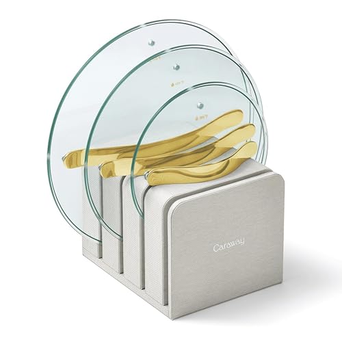Image of Caraway Iconics Glass Lids Set for Pots and Pans - Made With Tempered Glass - Sized to Fit Caraway Ceramic-Coated & Stainless Steel Cookware - Includes 3 Sizes - 8 inch, 10.5 inch, & 11.8 inch