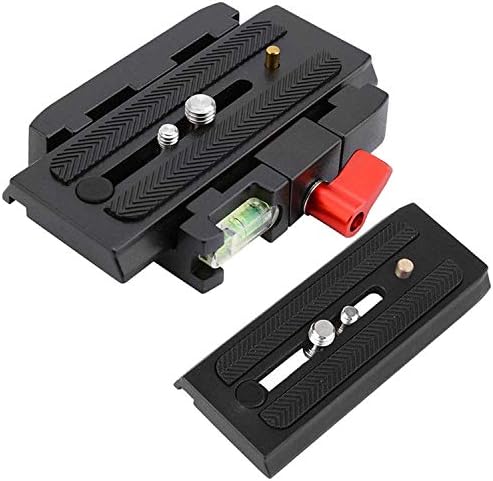 Aluminum Alloy Quick Release Clamp Adapter + 2 piece Quick Release Plates Camera Mount Compatible with Monopod Tripod Head Fluid Slider Shoulder Rig Manfrotto 501HDV 500AH 503HDV 701HDV 519 561 Q5 577