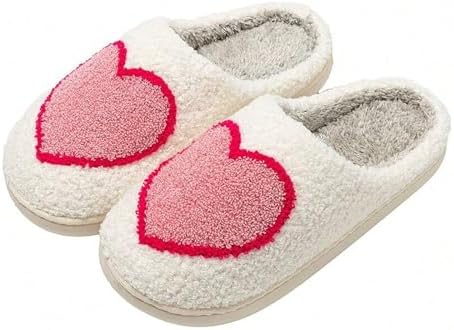 QQGB Women's Men's Cute Fuzzy Heart Slippers Memory Foam Fluffy C...