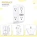 Wall Outlet Extender with Night Light, Power Plug Adapter 6 Outlet Extender with 4 USB Charging Ports 1050J Power Strip Multi Plug Adapter Spaced for Home Travel Office (2U2C)