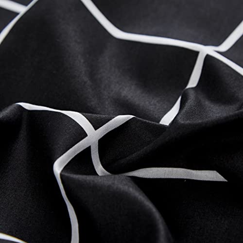 Lamejor Bed Sheet Set Twin Size Black Plaid/Grid Pattern Deep Pockets Easy Fit Hotel Luxury 4 Piece - 1 Flat Sheet, 1 Fitted Sheet, 2 Pillow Cases #TOP7