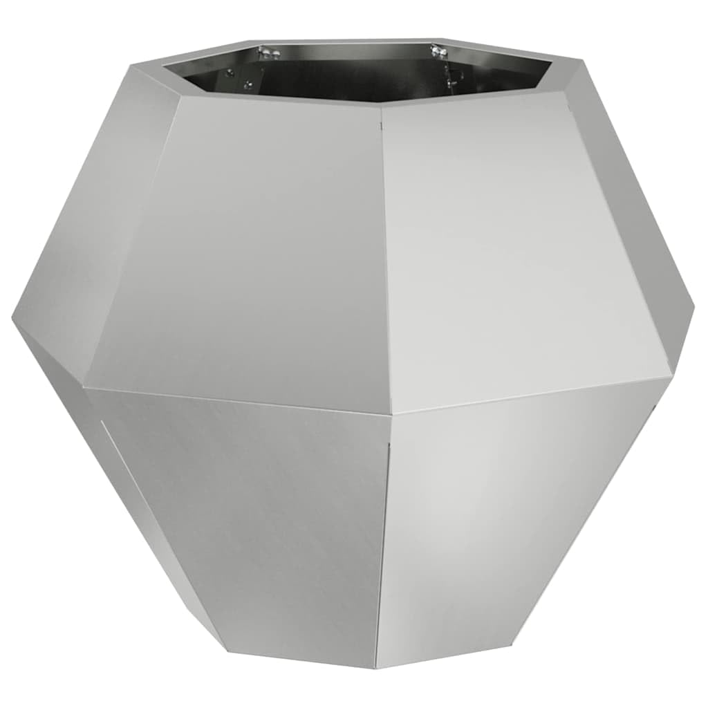 Macetero rectangular de acero galvanizado, 2 unidades, 50 x 50 x 40 cm, para exteriores, color plateado