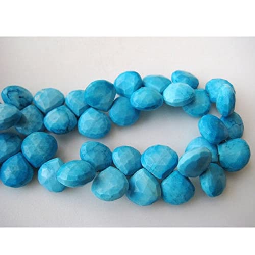 Perles Turquoise briolette cœur facetté 11x11mm, fil de pierres naturelles pour bijoux DIY