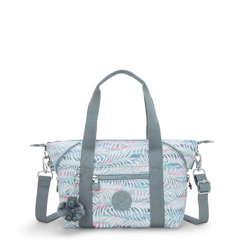 Image of Kipling womens Art Solid Mini Handbag, Cotton Indigo, Palmtree Leaves, 15.25''L x 8.25''H x 7.25''D, Kipling Women's Art Mini Prt Tote Bag
