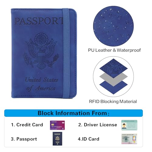 Image of Melsbrinna Premium Leather Passport Holder Covers Case, Waterproof Rfid Blocking Travel Wallet Passport Holder with Pen Holder, Cute Passport Book for Women /Men