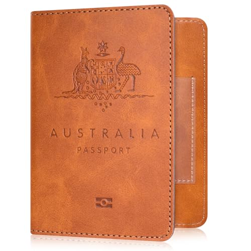 YAVIV Passport Holder for Women and Men, Premium Leather Travel Passport Wallet RFID Blocking Passport Cover，Brown-1
