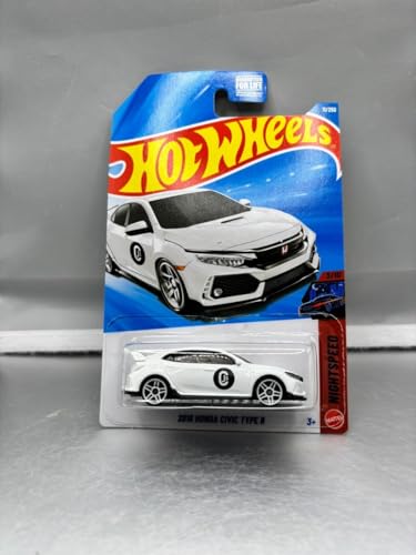 2018 Honda Civic Type R Uzun Kart Nightspeed Serisi, 3/10, Koleksiyon Parçası, Beyaz oyuncak araba