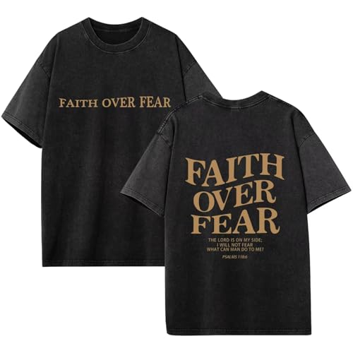 Christian Faith Over Fear Shirt for Mens Jesus Religious Shirts God T-Shirt