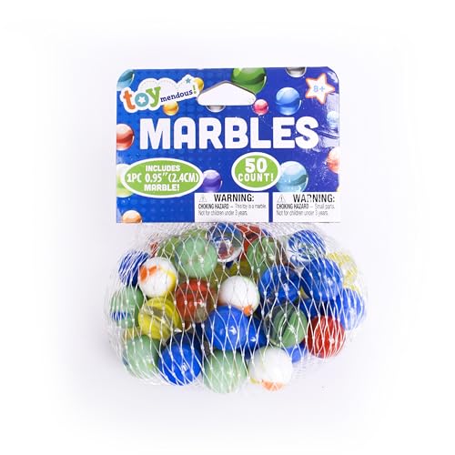 Sunny Days Entertainment 50 Piece Marbles - Colorful Glass Marble for Kids Games | 49 Players and 1 Shooter