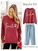 WIEIYM Women's Sweatshirts Smile Sweatshirt Cotton Graphic Crewneck Sweatshirt Funny Long Sleeve Tops Basic Pullover for Spring Autumn Winter Red #1