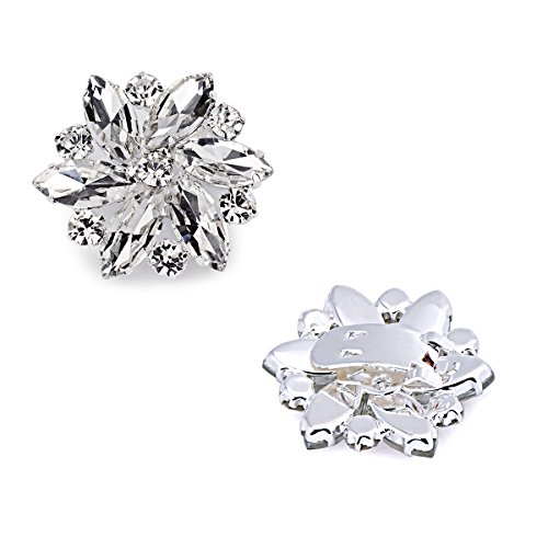 ELEGANTPARK AJ Shoes Dress Hat Accessories Fashion Rhinestones Crystal Shoe Clips 2 Pcs Silver - Thumbnail 5