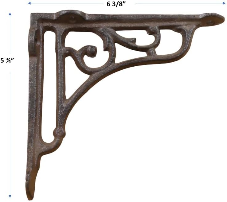 Antique Style Vine Shelf Brace Wall Brackets Cast Iron Metal Corbels 6 3/8" X 5 3/4"