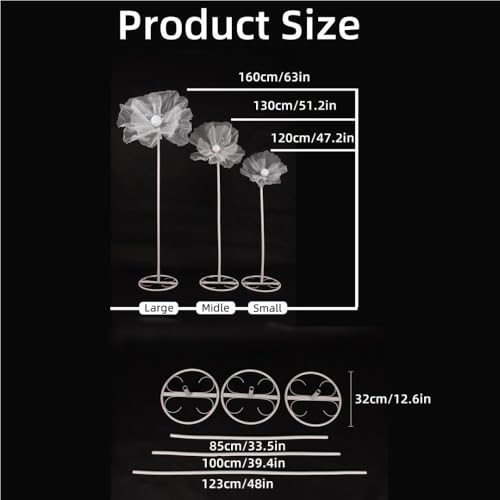 TPTBON 3 Pcs Gradient Giant Flower Decoration, Large Artificial Flowers for Wedding Background, Party Decoration, Birthday Party, Photography Props(Light-Pink) by TPTBON - Used condition - Image 2