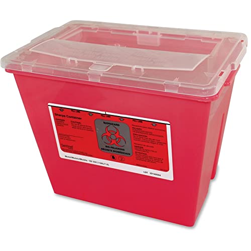 Impact Products2-Gallon Sharps Waste Container, 10" x 9" x 7.3", Red, Translucent