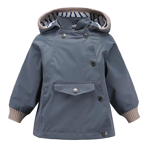 Baby Boys Girls Detachable Hood Jacket Long Sleeve 𝗢blique Zipper Button Coat Winter Warm Top with Pocket