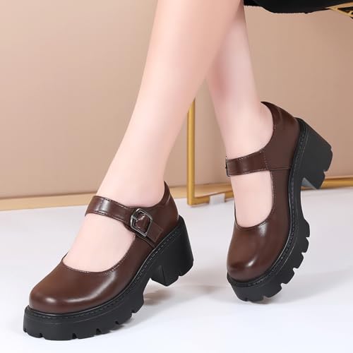 Image of Mary Jane Shoes Women Platform Mary Janes for Women Chunky Heels Women's Pumps Fashion Comfortable Dressy Casual Work School Office Shoes