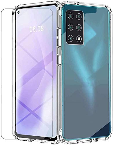 BUYYO Cubot X30 Case (6.4), Crystal Soft Clear Shockproof TPU Bumper Transparent Silicone Protective with Tempered Glass Screen Protector Phone case Cover for Cubot X30