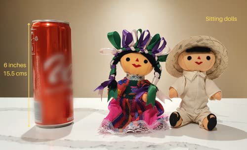 Muñecos artesanales mexicanos de trapo, 7 pulgadas miniatura 3