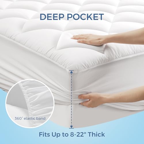 LEISURE TOWN Protetor de colchão acolchoado de tamanho completo, capa de colchão 3D + 7D de fibra de