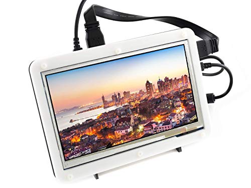 IBest Waveshare 7inch Capacitive Touch Display Screen LCD B with Bicolor Case HDMI Monitor for Raspberry Pi, BB Black, Banana Pi Support Raspbian/Ubuntu/Kali/Retropie/WIN10 IOT, Windows 10/8.1/8/7