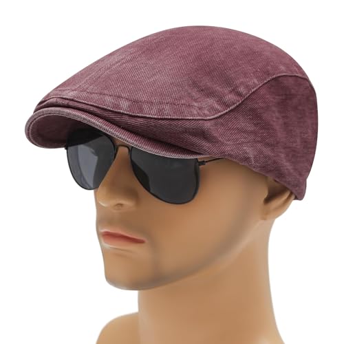 Image of ZLYC Men Cotton Flat Cap Summer Scally Ivy Gatsby Newsboy Beret Driver Cabbie Hunting Hat