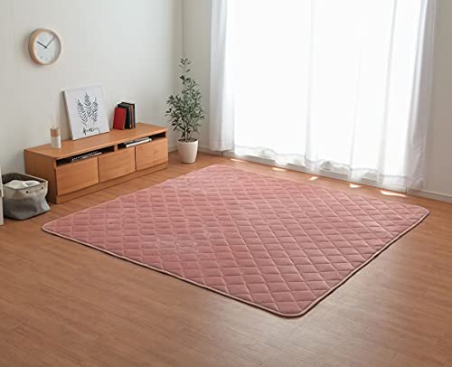 キルトラグ こたつ敷き布団 正方形 フラン キルト ラグ スモーキーピンク 約190×190cm 2畳 ホットカーペット カバー 床暖房対応 滑り止め 無地 北欧 おしゃれ #9845835