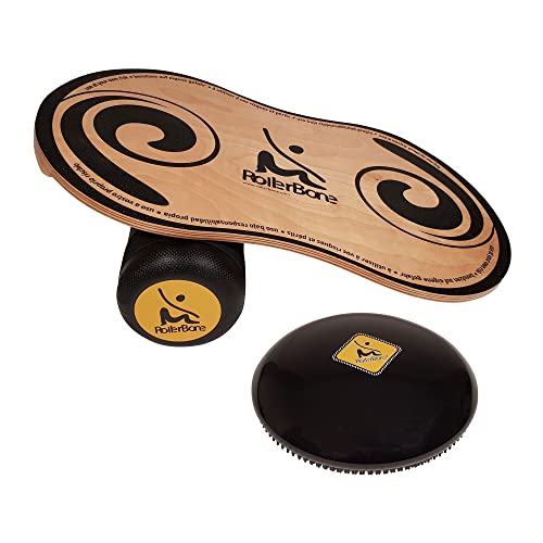 RollerBone 1.0 - Tabla de equilibrio y fitness (con . rollo y cojín de aire acolchado)
