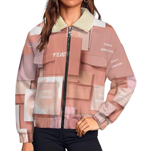 Manteau polaire sherpa femme avec motif carte postale original et chaud