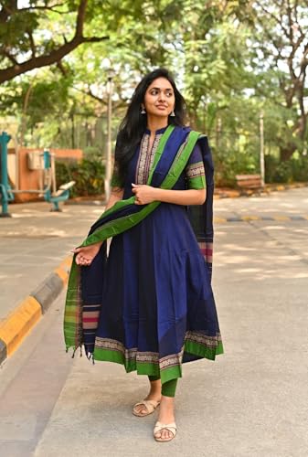 Image of GoSriKi Women's Rayon Viscose Solid Anarkali Kurta with Dupatta
