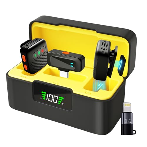 oolong Wireless Lavalier Microphone for iPhone/Android,Mini Wireless Mic with Charging Case,Magnetic Clip,Noise Cancelling,328FT Range,40H Duration,Condenser Mic for Stream,Vlog,TikTok and YouTube