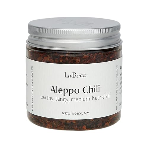 La Boite - ALEPPO CHILI, Single Origin Spice earthy, tangy, medium-heat chili - Great for seasoning and finishing grilling, roasting, beef, chicken, ribs, marinades vegetables, salads - 2.0 oz.