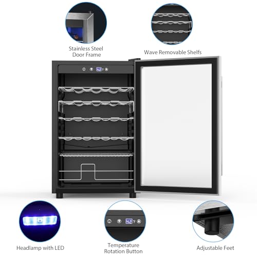 Electactic Wine Cooler Refrigerator 4.4 Cu.ft, 37 Bottle Freestanding Cabinet Wine Cellars, Wine Fridge with Glass Door for Home Use, Protecting Your Reds and Whites on Fridge.com