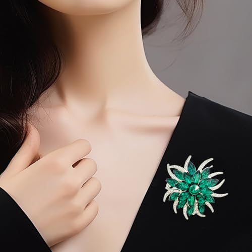 Image of Large Crystal Flower Brooch Pin for Women Red purple pink green Rhinestone Flower Lapel Pin Wedding Party Birthday Dance Banquet Dress Suit Ceremony Clothes Hat Bag Accessories Jewelry